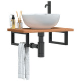Basin Shelf Wall Mounted Steel and Solid Wood Beech 3302369
