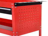 3-Tier Tool Trolley Cart Storage Shelf Roller Cabinet DIY Box Garage Workshop with Drawer Red T3398P344479
