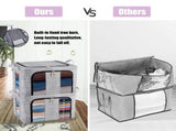 66L Clothes Storage Bags 3pcs Zipped Organizer Wardrobe Closet Boxes Steel Frame 58791681