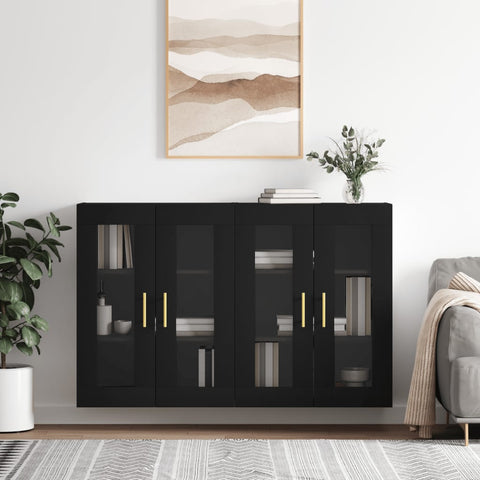 Wall Mounted Cabinets 2 pcs Black Engineered Wood 3197930