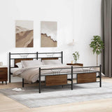 Metal Bed Frame without Mattress Brown Oak 160x200 cm 3325102