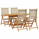 Garden Dining Set Folding 5 pcs Beige Solid Acacia Wood 3375734