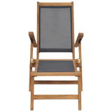 Deck Chair Black Solid Teak Wood 152 cm x 60 cm x 90 cm Foldable 47410
