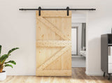 Sliding Door Natural and Black 85 x 210 cm Solid Pine Wood 3444895