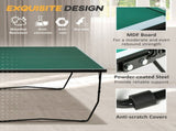 9FT Folding Tennis Table, with 8 Wheels, for Indoor Use, Green T3398P425042