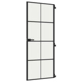 Interior Door Slim Black 83x201.5 cm Tempered Glass and Aluminium 155127