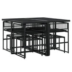 9 Piece Garden Dining Set Black Poly Rattan 3295053
