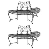 Tree Bench Set of 2 Black Steel Medium Durable 3095716