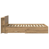 Bed Frame with Storage Artisan Oak 120 x 190 cm Engineered Wood 3433733