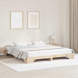 Bed Frame Natural 200 x 200 cm Solid Pine Wood 872848