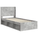 Bed Frame with Storage and Headboard Concrete Grey 100 x 200 cm 3413888