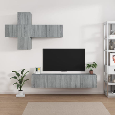 ZNTS 7 Piece TV Cabinet Set Grey Sonoma Engineered Wood 3114516