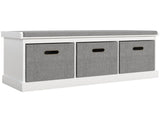 Three-Drawer Shoe Storage Bench, with Padded Top Seat - White T3398P328295