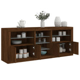 Sideboard with LED Lights Brown Oak 181.5x37x67 cm 3209043