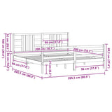 Bed Frame without Mattress Grey 200x200 cm Solid Wood 3193943