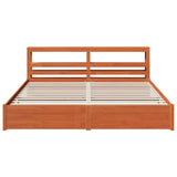 Bed Frame with Headboard Wax Brown 200 x 200 cm Solid Pine Wood 3422771