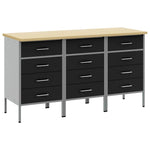 Work Cabinet with Drawer 3 pcs Black and Grey 150 x 55 x 85 cm 3321368