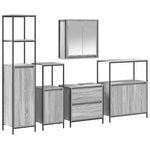 Bathroom Furniture Set with Shelf 5 pcs Grey 76.5 x 35 x 95 cm 3328372
