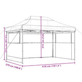 Foldable Party Tent Pop-Up with 3 Sidewalls Black 4005022