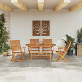 Garden Dining Set Folding 5 pcs Brown Solid Acacia Wood 3375712