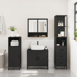 ZNTS 3 Piece Bathroom Furniture Set Black Engineered Wood 3301155