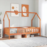 Kids' House Bed Frame without Mattress Wax Brown 90x190 cm Single Pine 850709