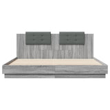 Bed Frame with LED without Mattress Grey Sonoma 160x200 cm 3210001