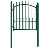 Fence Gate with Spikes Steel 100x100 cm Green 146393