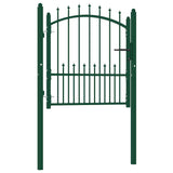 Fence Gate EMMEN with Spikes Steel 104x97 cm Green 146393