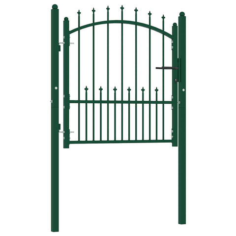 Fence Gate with Spikes Steel 100x100 cm Green 146393