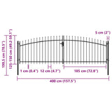 Double Door Fence Gate Woerden with Spear Top 400x199.5 cm 145740