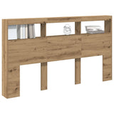 Headboard Cabinet with LED Artisan Oak 180x17x102 cm 863135