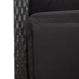 7 Piece Garden Dining Set with Cushions Black Poly Rattan 3212477