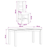 Dining Set 7 pcs Black Solid Oak Wood 3430379