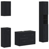 4 Piece Bathroom Cabinet Set UTRECHT Black Engineered Wood 3417973