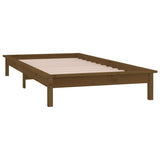 LED Bed Frame without Mattress Honey Brown 90x190 cm Single Solid Wood 820639