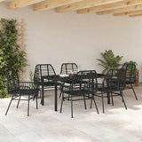 Garden Dining Set 7 pcs Black Poly Rattan 3380845