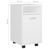 Side Cabinet with Wheels White 33x38x60 cm Engineered Wood 803047