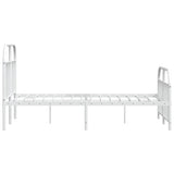 Bed Frame White Powder-Coated Steel Double Bed Frame 353700