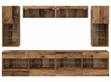 TV Wall Cabinet Set with LED 6 pcs Old Wood Engineered Wood 3402995