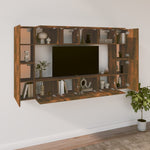 ZNTS 8 Piece TV Cabinet Set Smoked Oak Engineered Wood 3114291