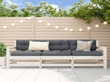 3 Piece Garden Lounge Set White Solid Wood Pine 825528