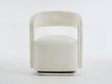 065 Chenille Fabric Accent Chair Armchair With Fabric Covered Wooden 360&deg Swivel Base, White W1397P388512