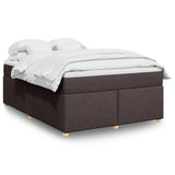 Box Spring Bed with Mattress Dark Brown 140x200 cm Fabric 3285383
