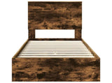 Storage Bed with Drawer Smoked Oak 75 x 190 cm Engineered Wood 3411261
