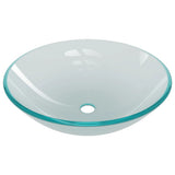 Bathroom Sink with Tap and Push Drain Frosted Tempered Glass 3098446