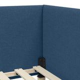 Corner Bed Frame with Headboard Blue 90 cm x 200 cm Velvet 42016196