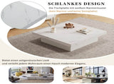 Modern square coffee table with marble look, Centre Tea Table with 4 Sliding Drawers, Coffee End N605P375112W