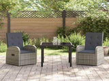 Garden Dining Set with Cushion 3 pcs Grey Poly Rattan 3379492
