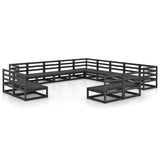 ZNTS 13 Piece Garden Lounge Set Black Solid Pinewood 3075908